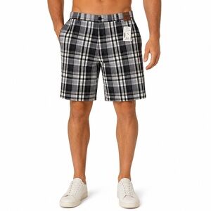 Plaid Flat Front Mens Shorts Waist 46 NWT